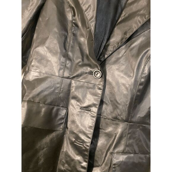 Compagnie Internationale Express Trench Black Classic Designer Jacket Sz 5/6 - Picture 4 of 10